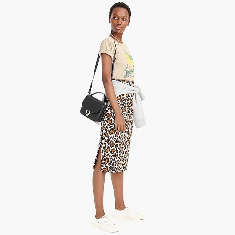 NWT J. Crew leopard linen pencil skirt 2T